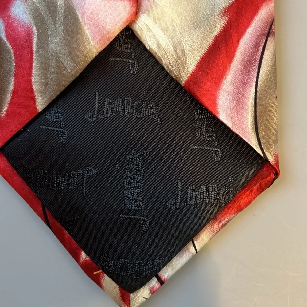 J. Garcia Red and Black Abstract Snail Garden Tie 59”